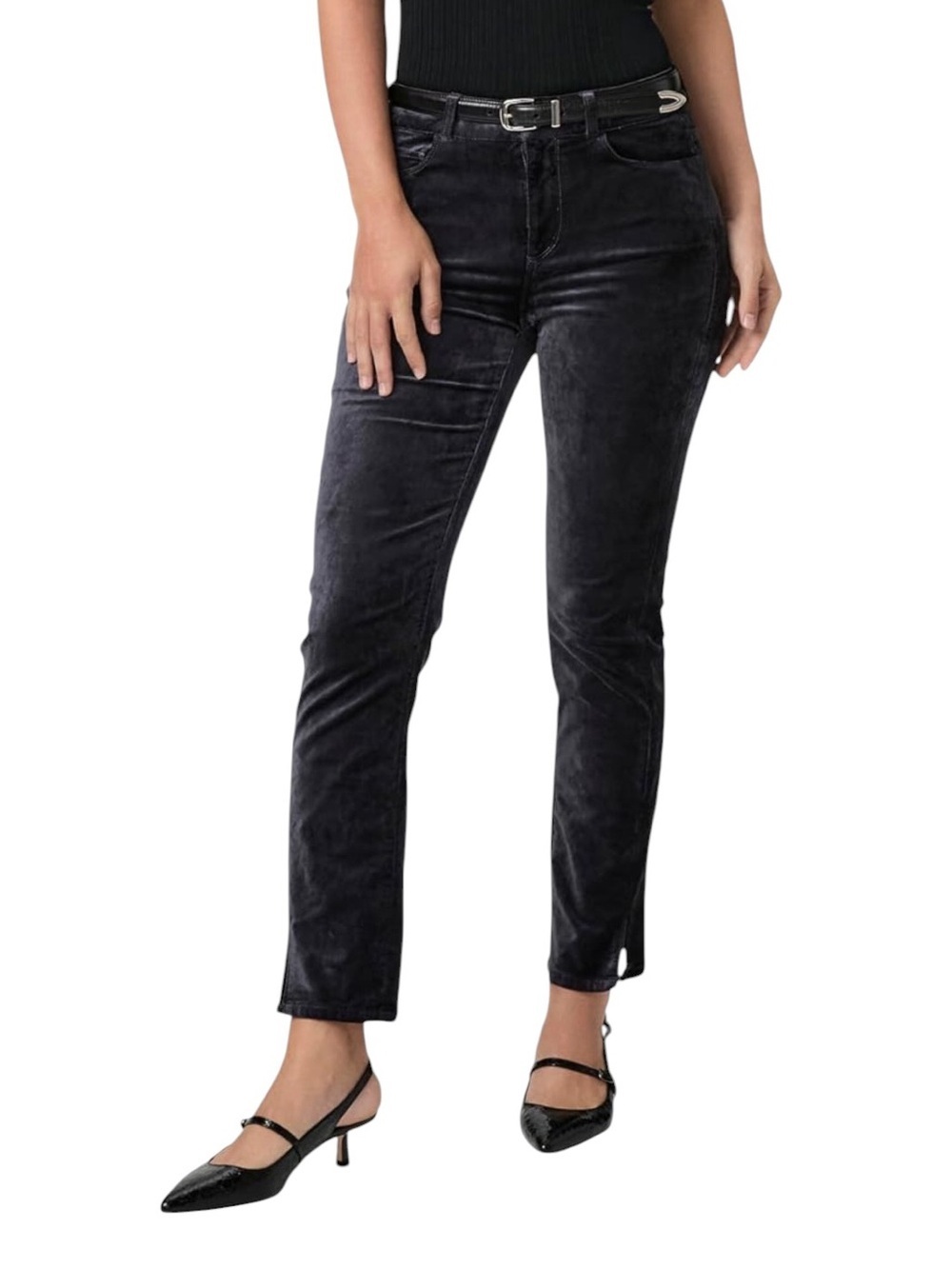 NEW PAIGE Cindy Velvet Straight Leg Pants in calico blue SZ 31